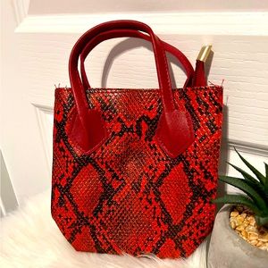 Red Snake Print Mini Bag